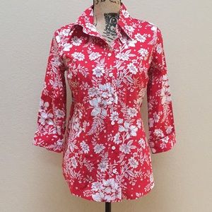 Women’s 3/4 sleeve button down Hawaiian shirt S